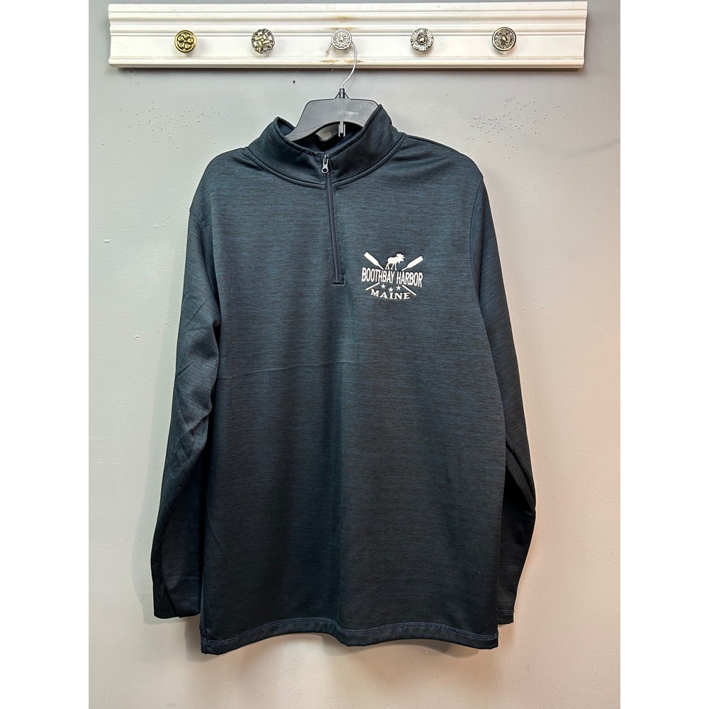 Basix of America Pullover Mens Large Blue‎ Boothbay Harbor Maine Quarter Zip Top